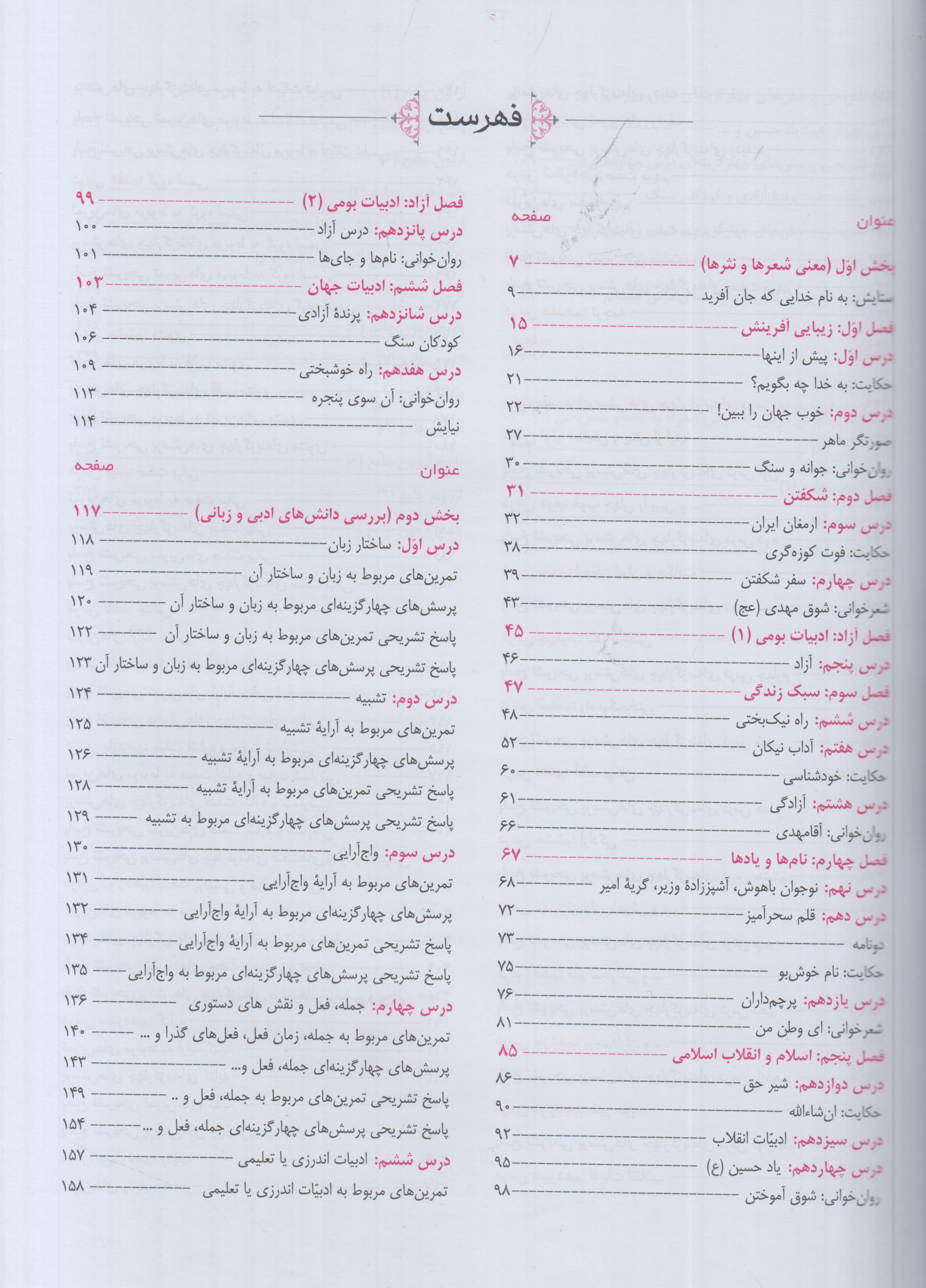 فارسی هشتم به همراه پرسش های چهار گزینه ای با پاسخ تشریحی